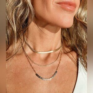 Blue Sapphire Necklace Ombre Sapphire Beaded Necklace Non-tarnish Gold Necklace